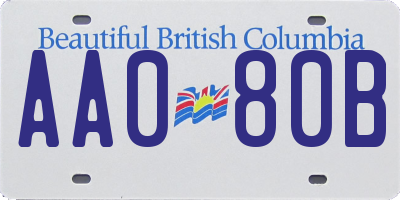 BC license plate AA080B
