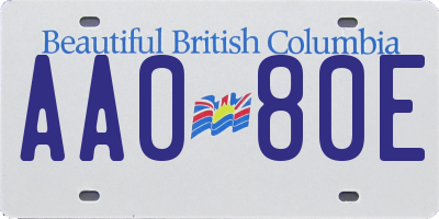BC license plate AA080E