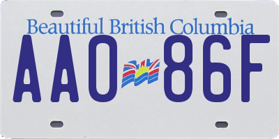 BC license plate AA086F