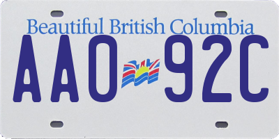 BC license plate AA092C