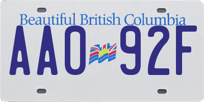 BC license plate AA092F