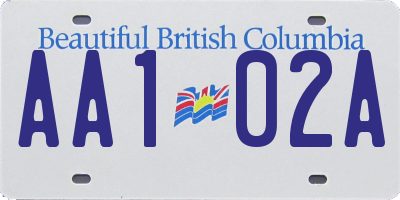 BC license plate AA102A