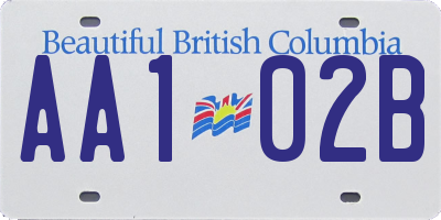 BC license plate AA102B