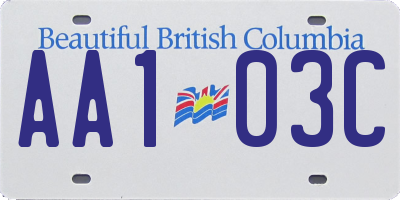 BC license plate AA103C