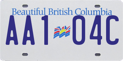 BC license plate AA104C