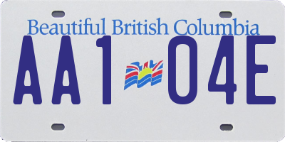 BC license plate AA104E