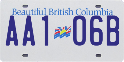 BC license plate AA106B