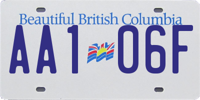 BC license plate AA106F
