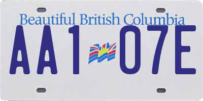 BC license plate AA107E