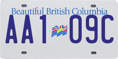 BC license plate AA109C