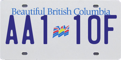 BC license plate AA110F