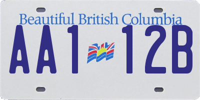 BC license plate AA112B