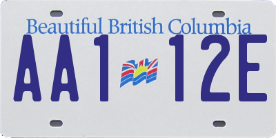 BC license plate AA112E