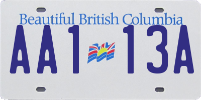 BC license plate AA113A