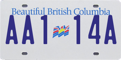 BC license plate AA114A
