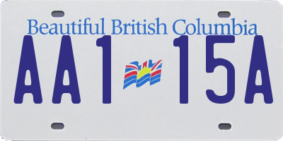 BC license plate AA115A