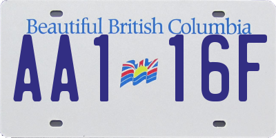 BC license plate AA116F