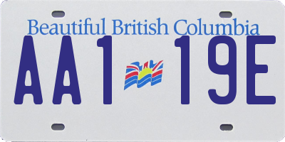 BC license plate AA119E