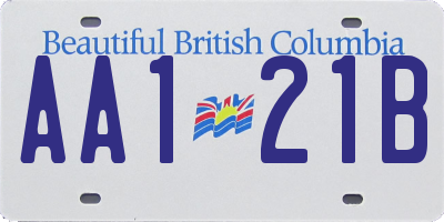 BC license plate AA121B