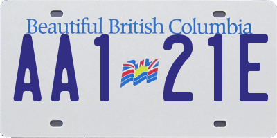 BC license plate AA121E