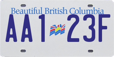 BC license plate AA123F