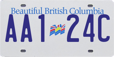 BC license plate AA124C