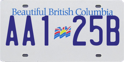 BC license plate AA125B
