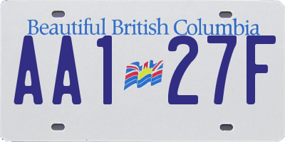 BC license plate AA127F