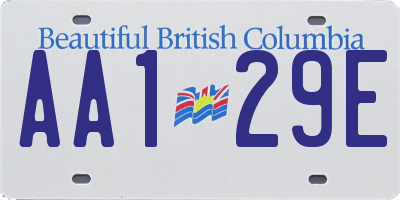 BC license plate AA129E