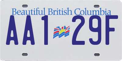 BC license plate AA129F