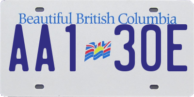 BC license plate AA130E