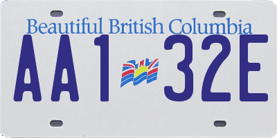 BC license plate AA132E