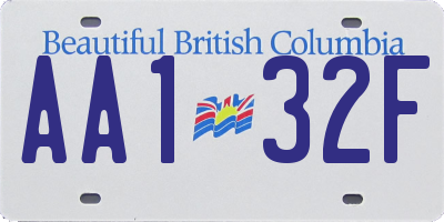 BC license plate AA132F