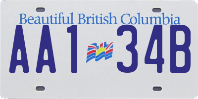 BC license plate AA134B