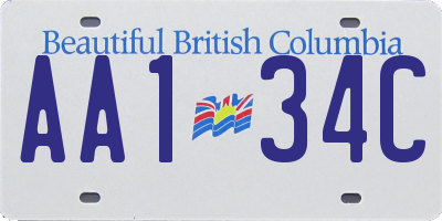 BC license plate AA134C