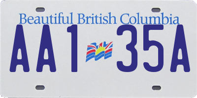 BC license plate AA135A