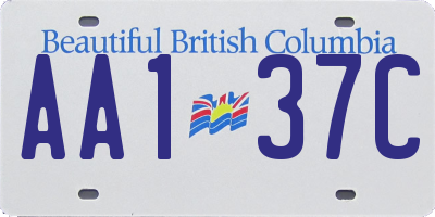 BC license plate AA137C