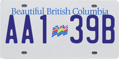 BC license plate AA139B
