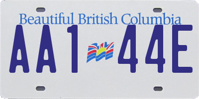 BC license plate AA144E