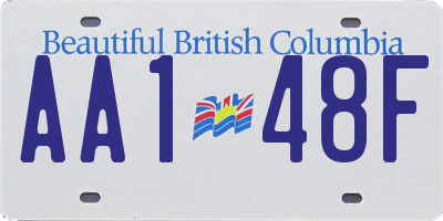 BC license plate AA148F