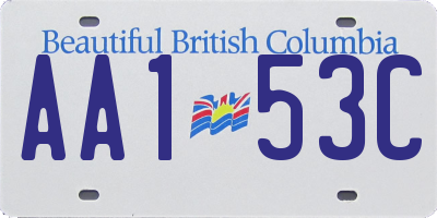BC license plate AA153C