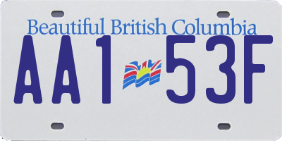 BC license plate AA153F