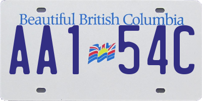 BC license plate AA154C