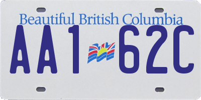 BC license plate AA162C
