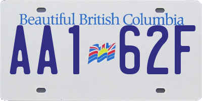 BC license plate AA162F