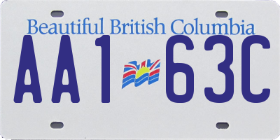 BC license plate AA163C