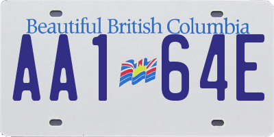 BC license plate AA164E
