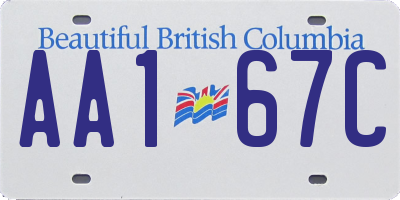 BC license plate AA167C