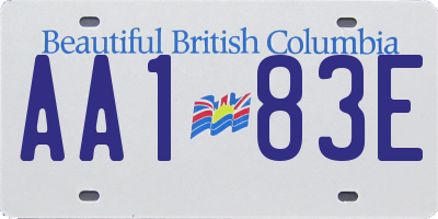 BC license plate AA183E