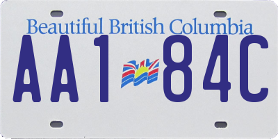 BC license plate AA184C